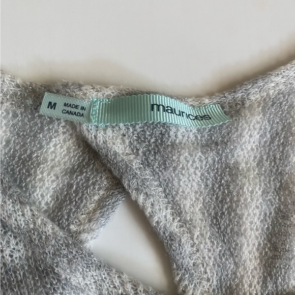 Maurices Gray & White Metallic Striped Short Sleeve Top - Picture 6 of 9